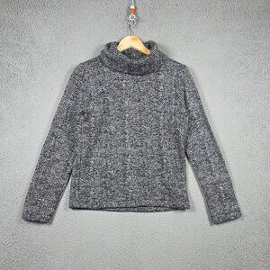 J Crew Sweater Womens Small Glen Plaid Funnel Neck Cowl Regular Fit Cozy Fleece